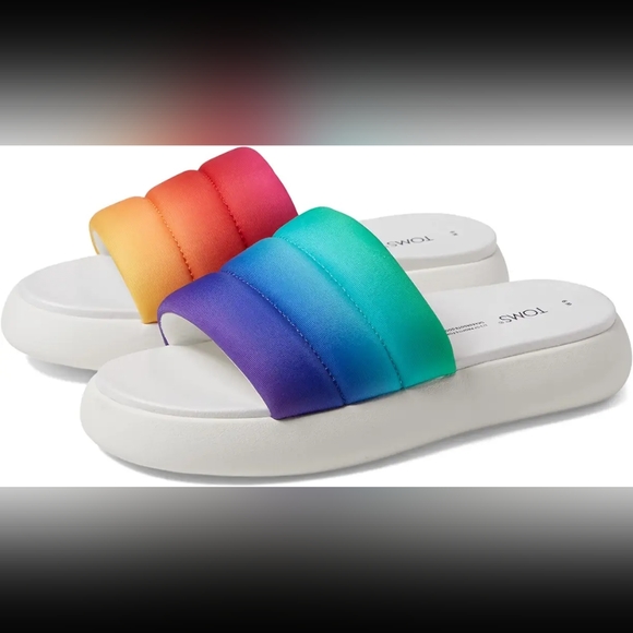 Toms Shoes - TOMS Alpargata Mallow Slide Women's 7 Shoes Rainbow